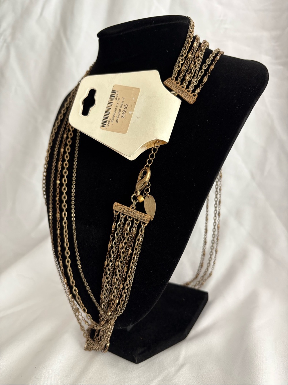 Multi-Strand Graduated Gold Chain Necklace - Picture 3 of 5